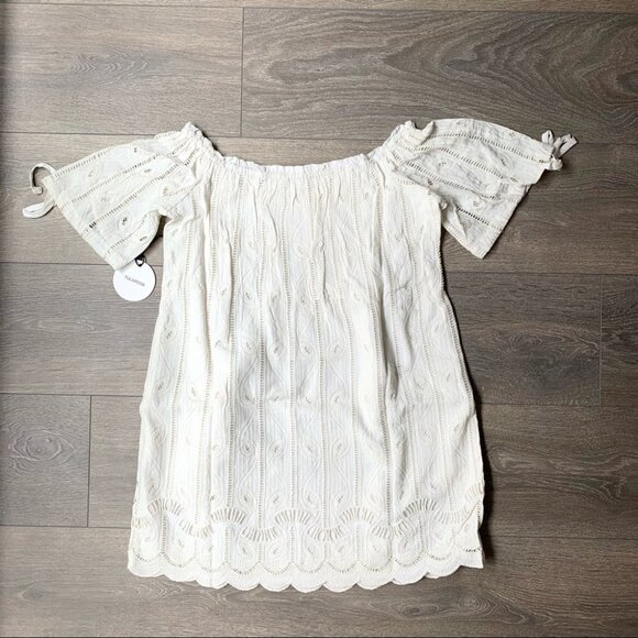 Tularosa Revolve Quinn Mini Dress Off The Shoulder Embroidered Shell Size Small - Picture 3 of 16